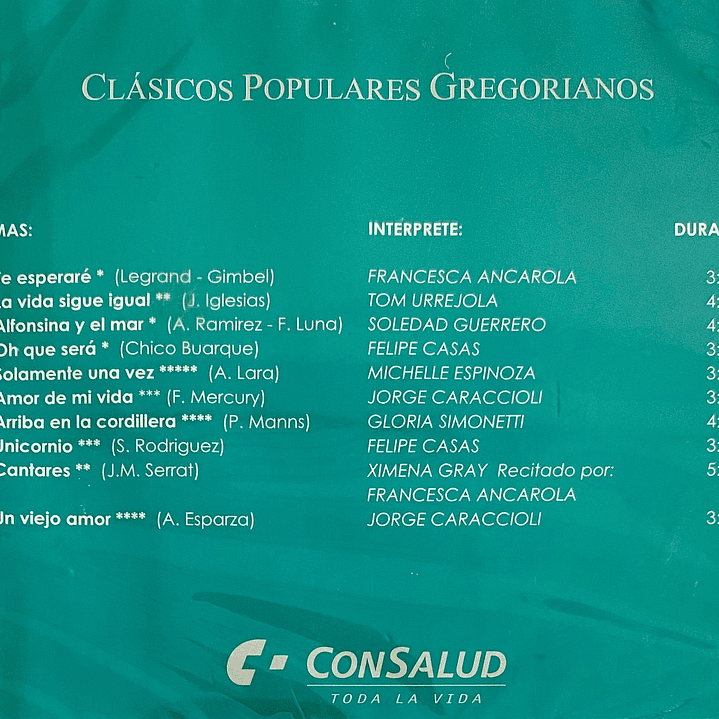 CLASICOS POPULARES GREGORIANOS - VARIOS / CD 2