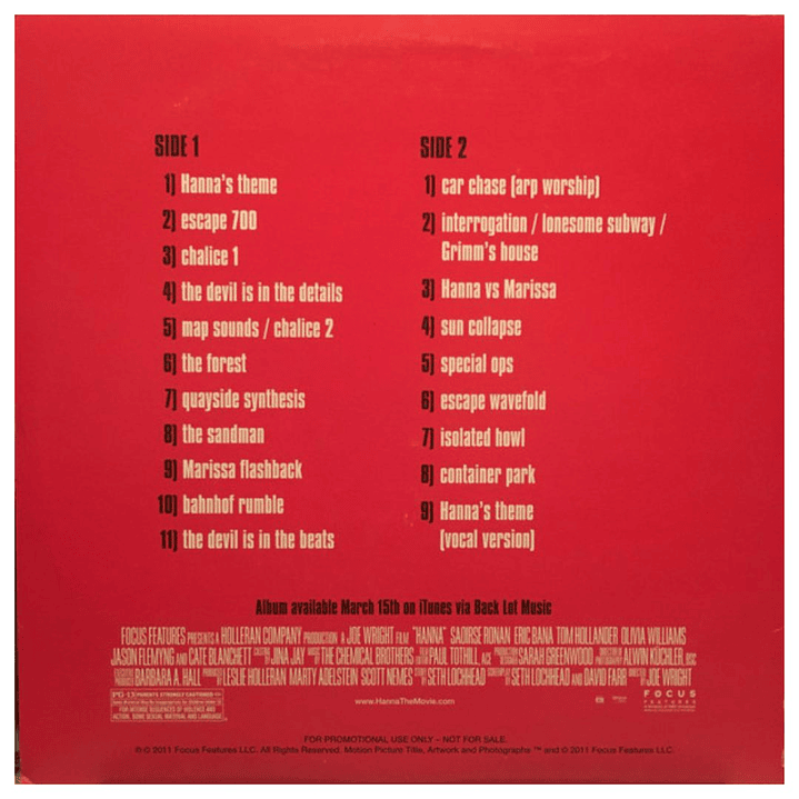 THE CHEMICAL BROTHERS - HANNA - SOUNDTRACK (PROMO) / VINILO 2