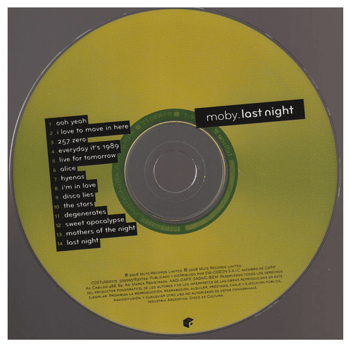 MOBY - LAST NIGHT / CD USADO 3