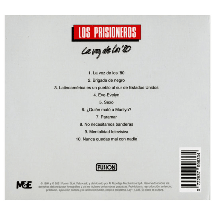 LOS PRISIONEROS - LA VOZ DE LOS 80 (DIGIPACK) / CD 2