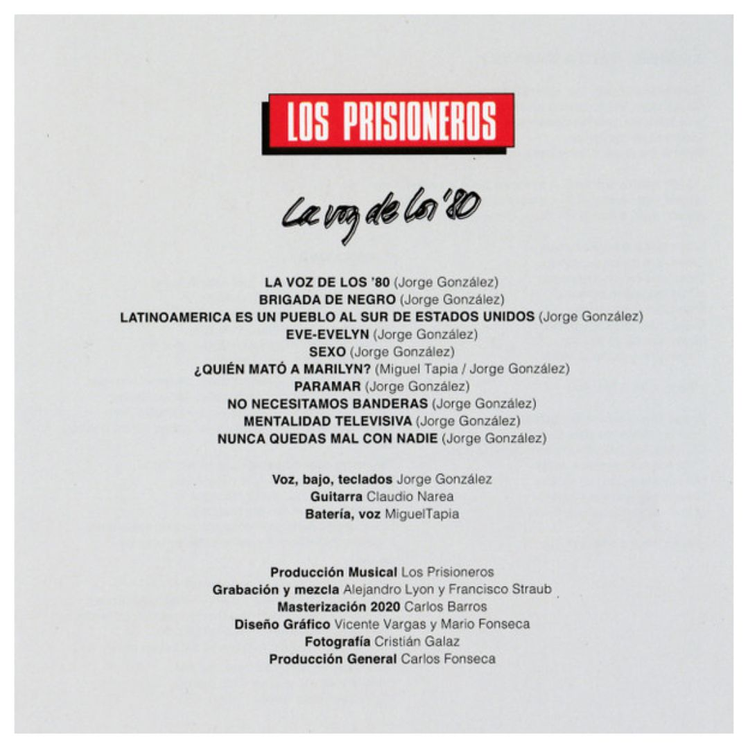 LOS PRISIONEROS - LA VOZ DE LOS 80 (DIGIPACK) / CD 4