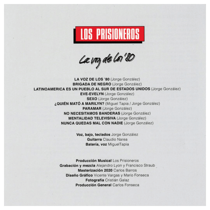 LOS PRISIONEROS - LA VOZ DE LOS 80 (DIGIPACK) / CD 4