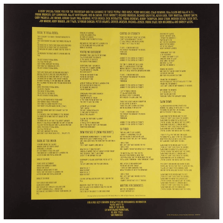 OZZY OSBOURNE - BARK AT THE MOON / VINILO 5