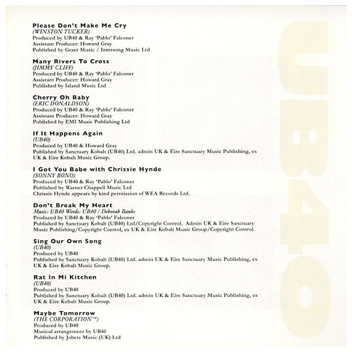 UB40 - THE BEST OF UB40 VOLUMES 1 & 2 (2CD) / CD 8