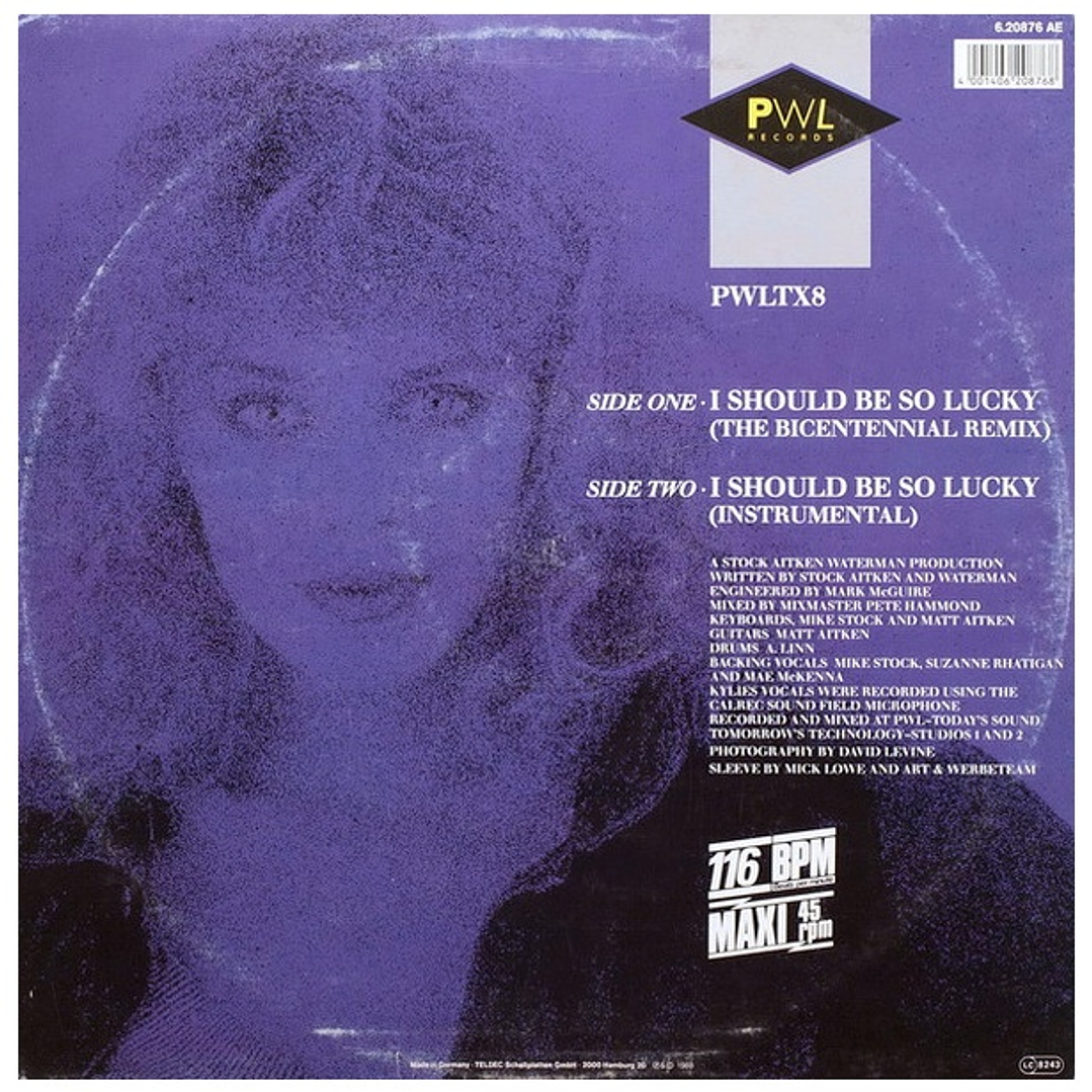 KYLIE MINOGUE - I SHOULD BE SO LUCKY (THE BICENTENNIAL 200 REMIX) / 12