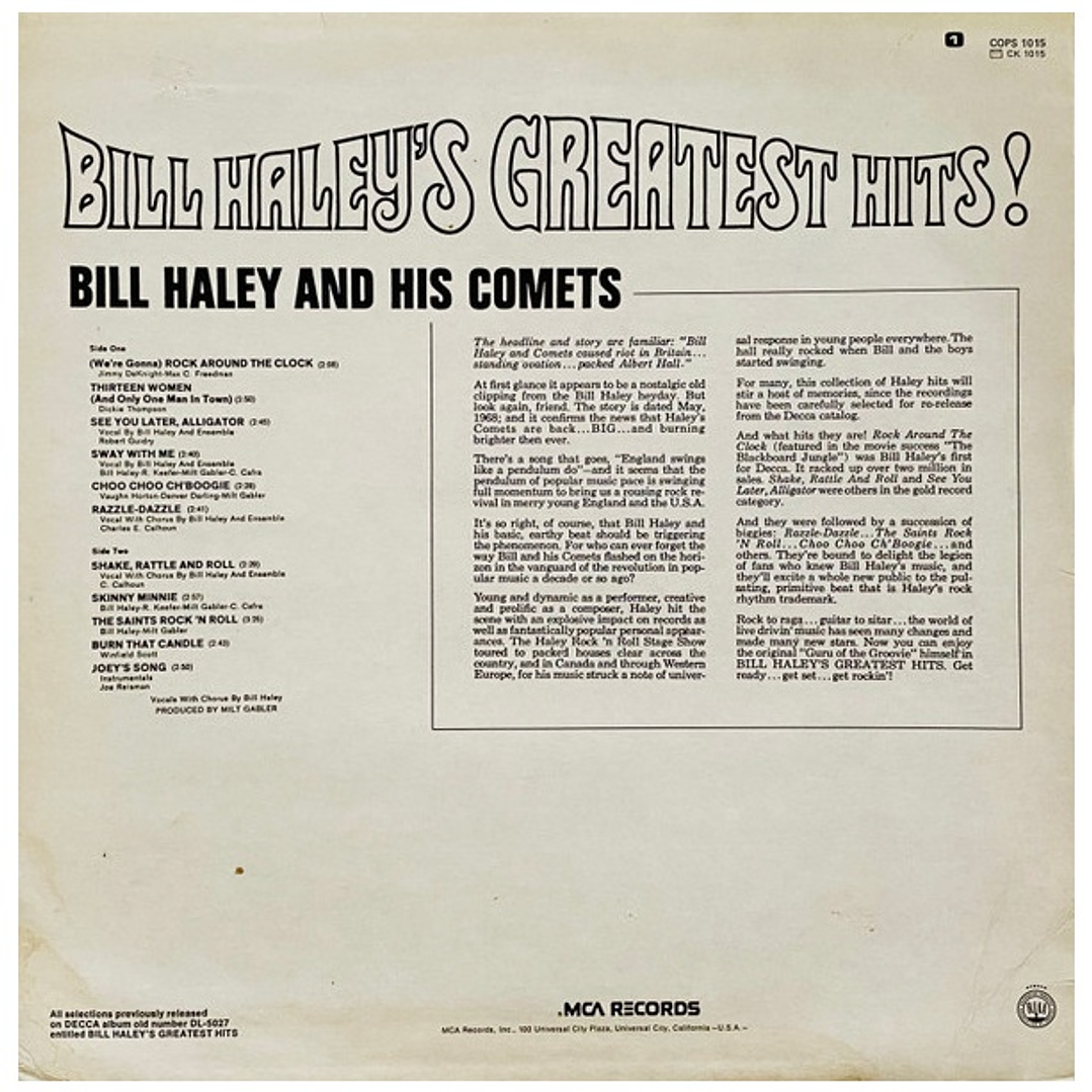 BILL HALEY AND HIS COMETS - GREATEST HITS / VINILO USADO 2