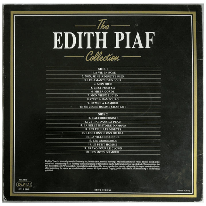 EDITH PIAF - THE COLLECTION / VINILO USADO 2
