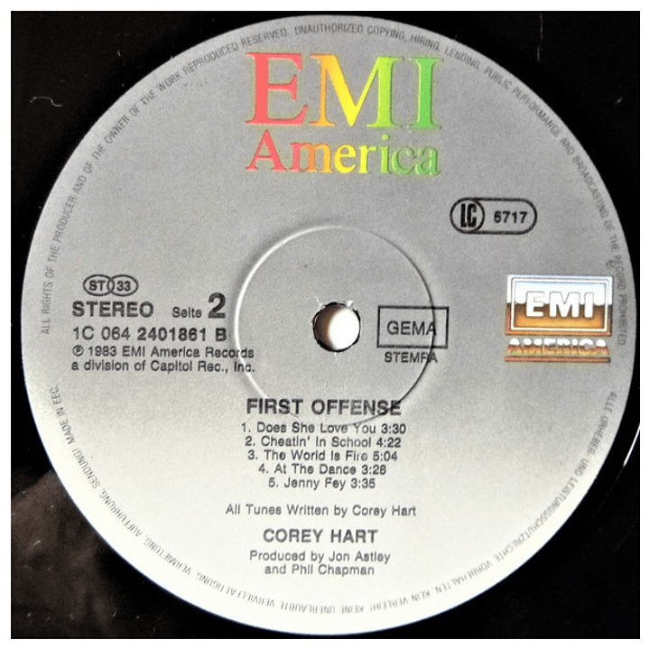 COREY HART - FIRST OFFENSE / VINILO USADO 4