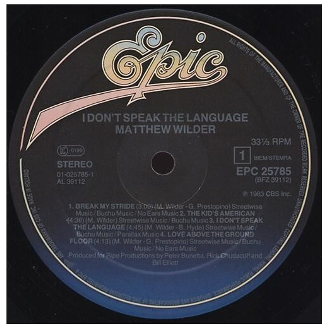 MATTHEW WILDER - I DON'T SPEAK THE LANGUAGE / VINILO USADO 3