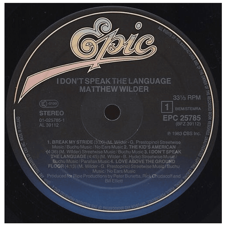 MATTHEW WILDER - I DON'T SPEAK THE LANGUAGE / VINILO USADO 3