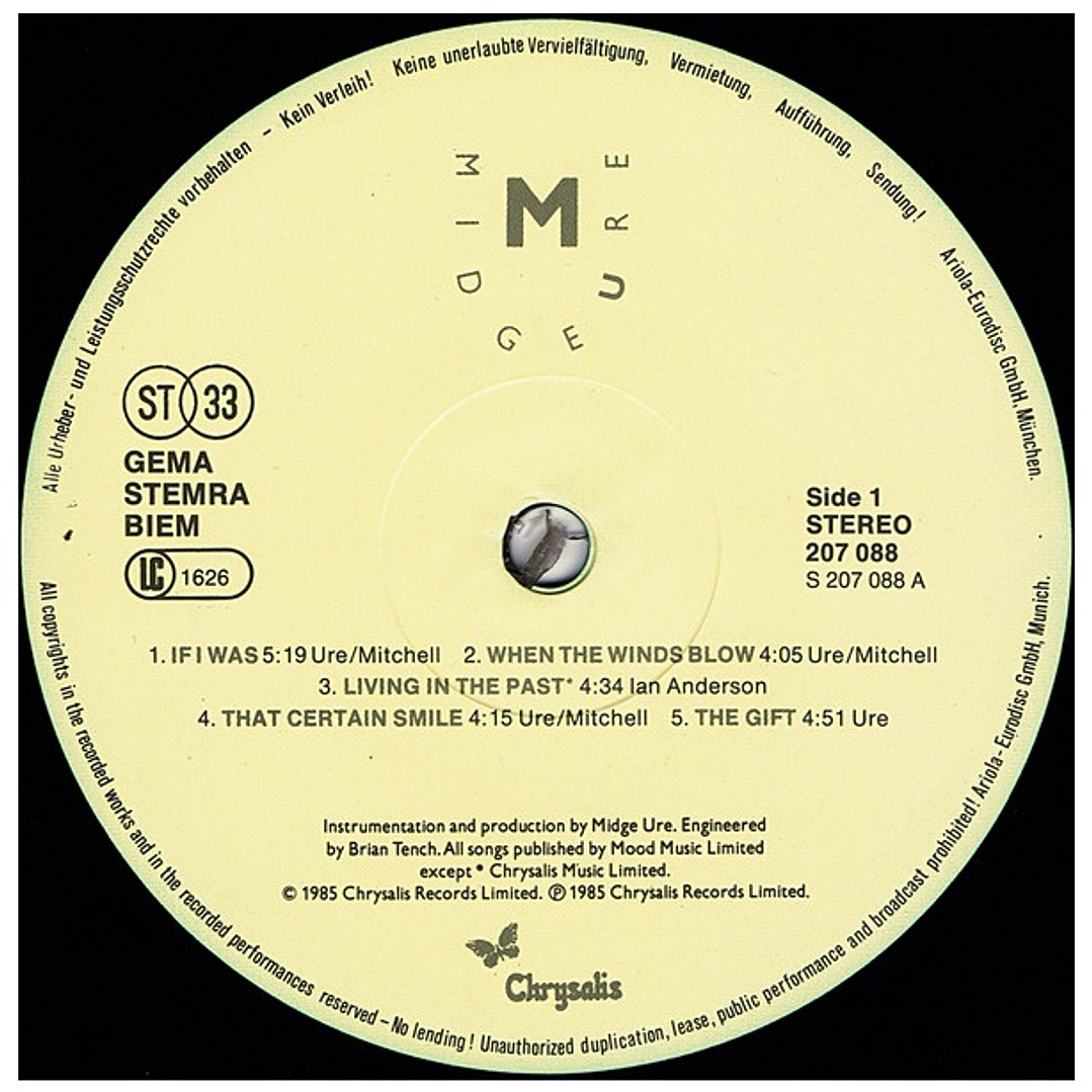 MIDGE URE - THE GIFT (INCLUYE POSTER) / VINILO USADO 3