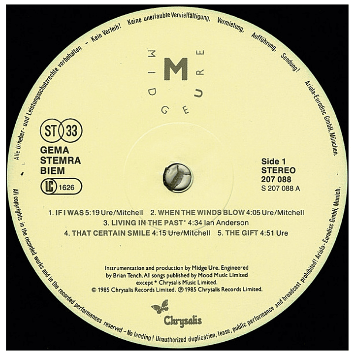 MIDGE URE - THE GIFT (INCLUYE POSTER) / VINILO USADO 3