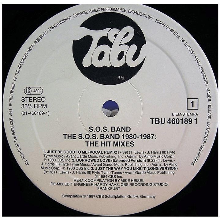 SOS BAND - THE HIT MIXES 1980 / 1987 / VINILO USADO 3