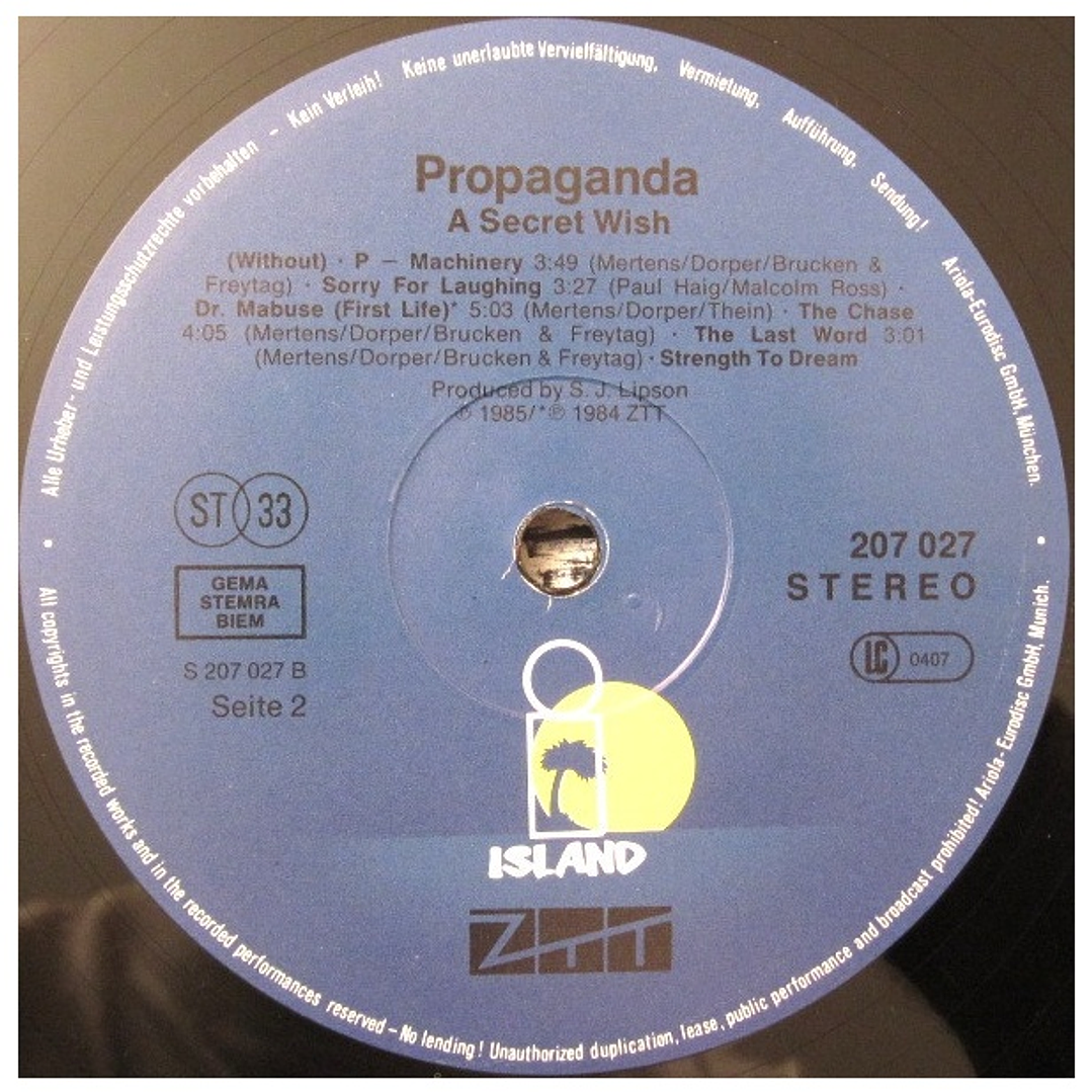 PROPAGANDA - A SECRET WISH / VINILO USADO 4