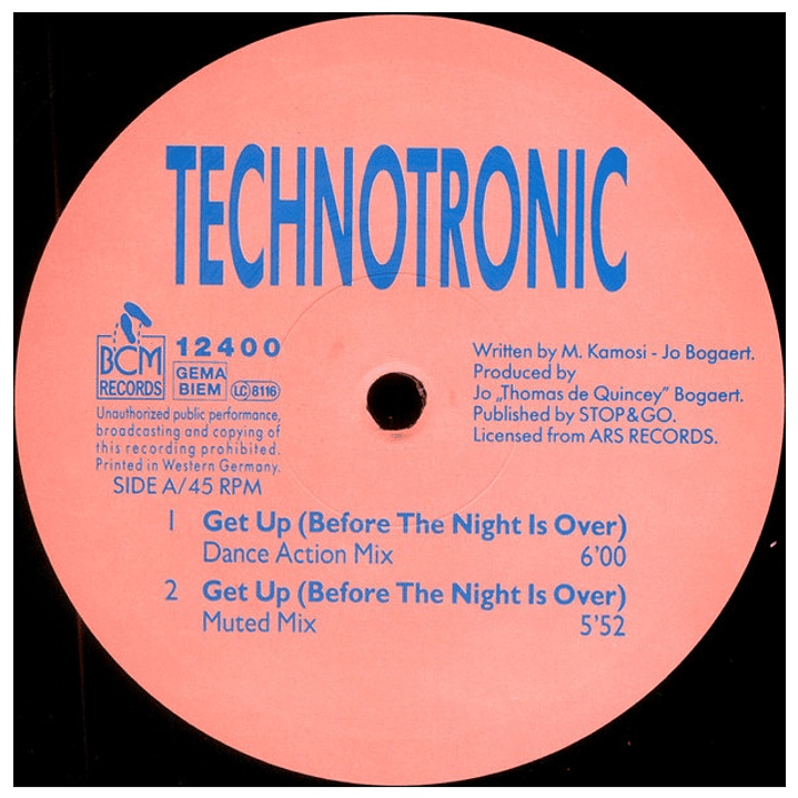 TECHNOTRONIC - GET UP (BEFORE THE NIGHT IS OVER) / 12