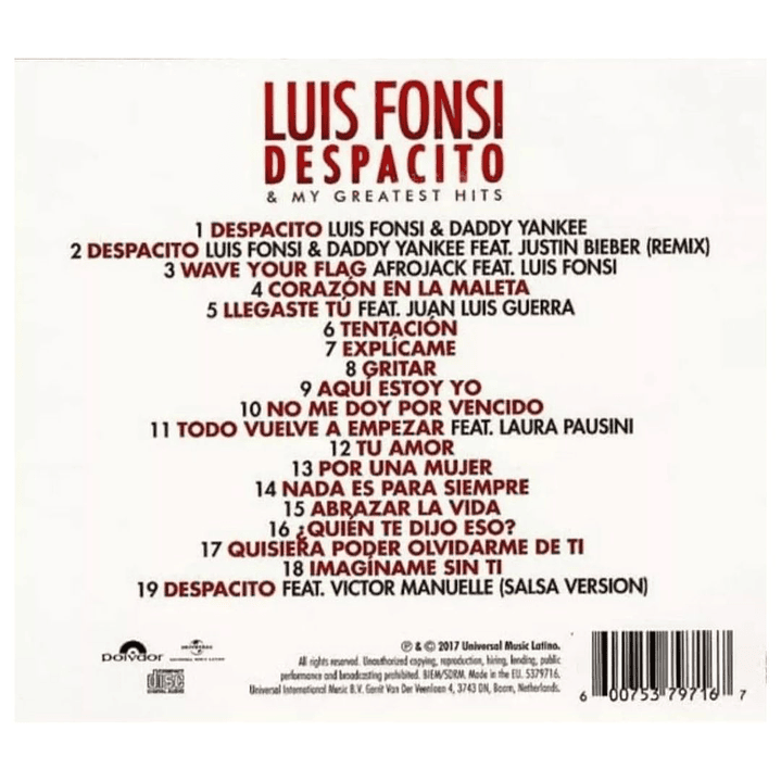 LUIS FONSI - DESPACITO & MY GREATEST HITS / CD 2
