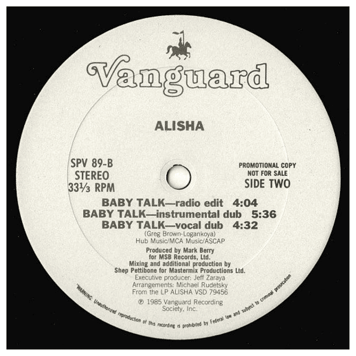 ALISHA - BABY TALK (PROMO) / 12