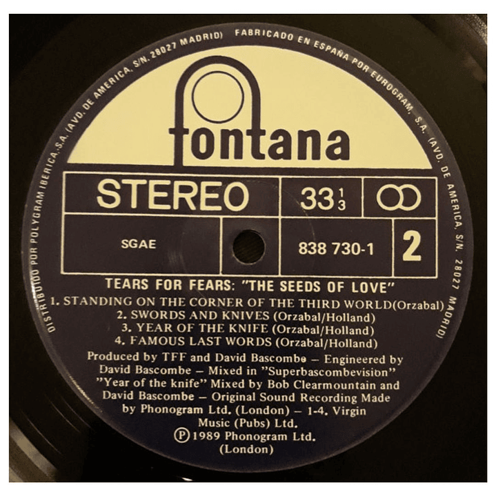 TEARS FOR FEARS - THE SEEDS OF LOVE (SPAIN) / VINILO USADO 6