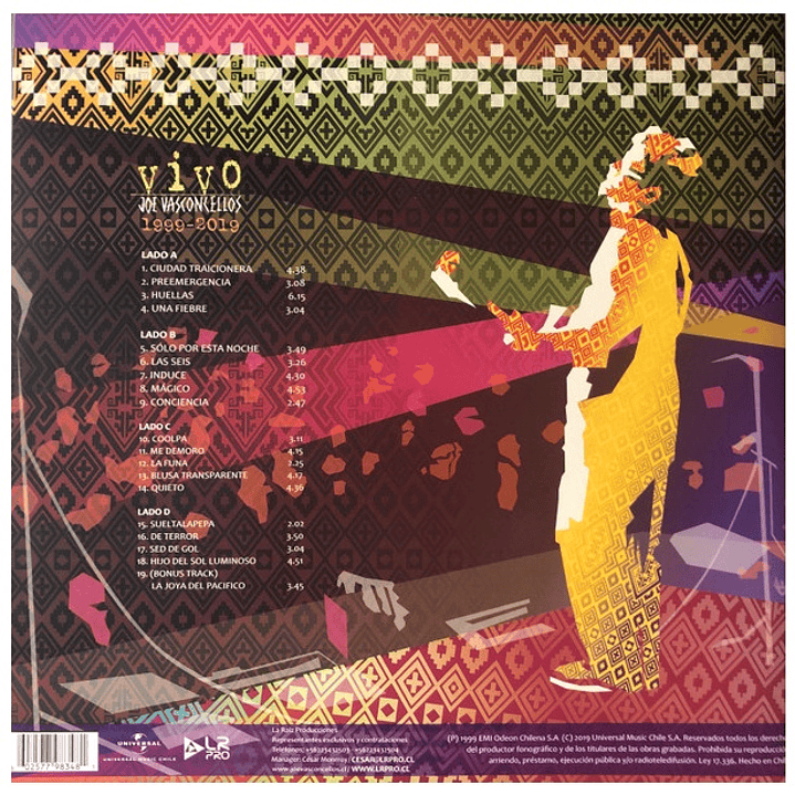 JOE VASCONCELLOS - VIVO 1999-2019 (2LP) / VINILO 2