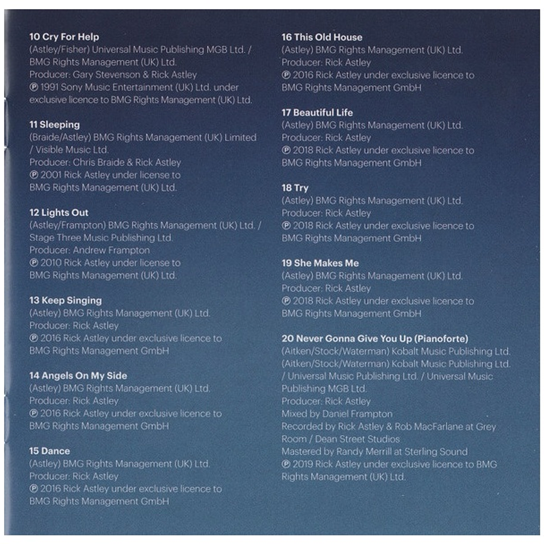 RICK ASTLEY - THE BEST OF ME (2CD) / CD 6