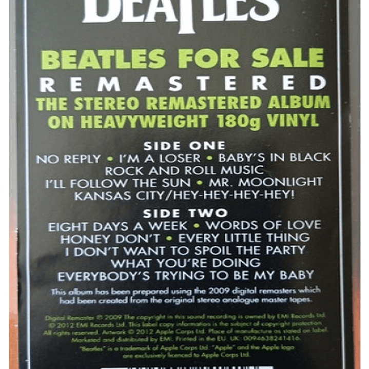 BEATLES - BEATLES FOR SALE / VINILO 8