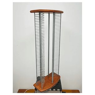 PORTA CD BASE MADERA Y METAL 100 CDs USADO 