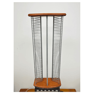 PORTA CD BASE MADERA Y METAL 100 CDs USADO 