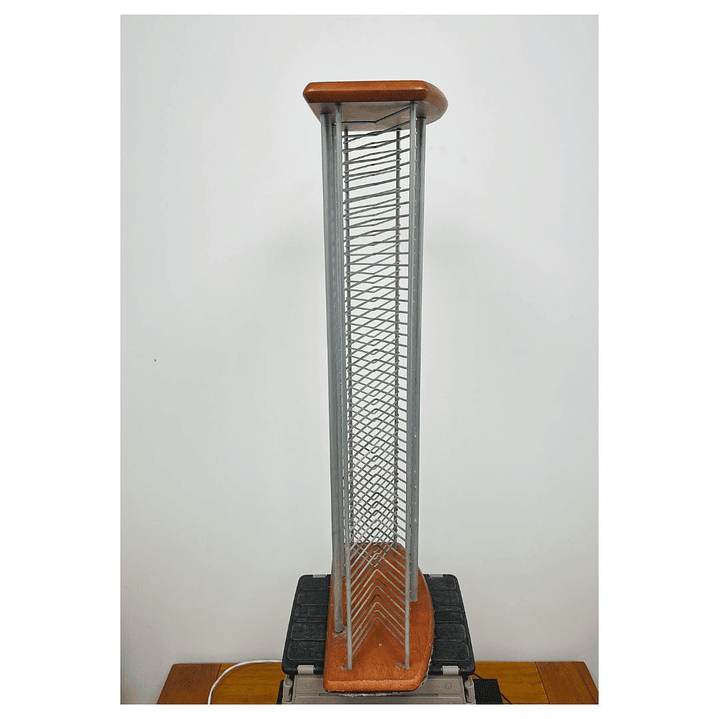 PORTA CD BASE MADERA Y METAL 100 CDs USADO  3