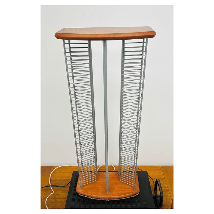 PORTA CD BASE MADERA Y METAL 100 CDs USADO  4