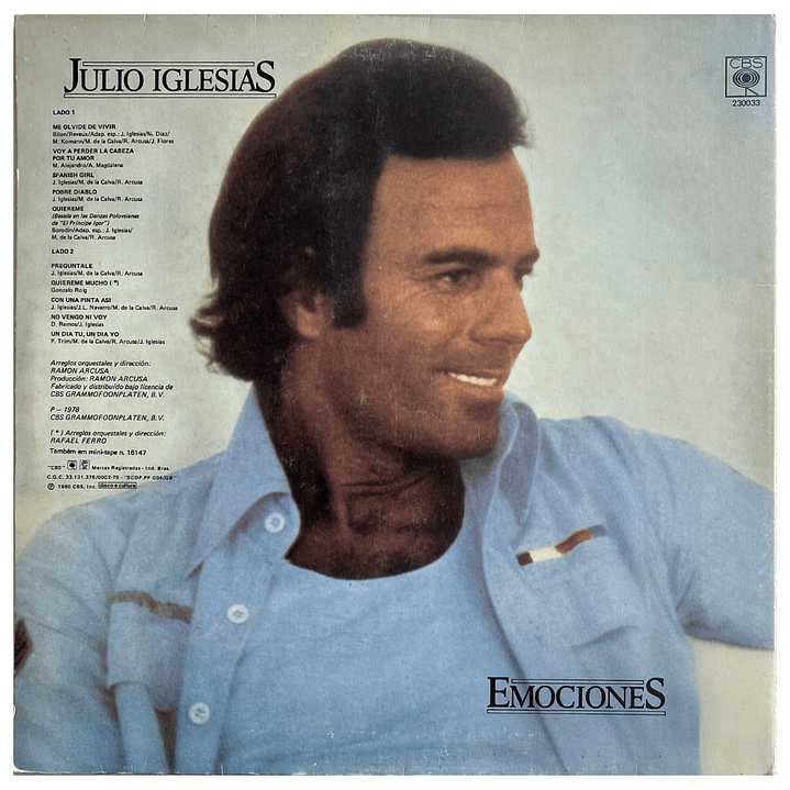 JULIO IGLESIAS - EMOCIONES (GATEFOLD) / VINILO USADO 2
