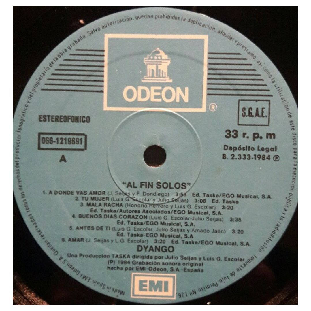 DYANGO - AL FIN SOLOS / VINILO USADO 5