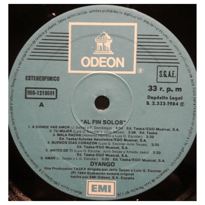DYANGO - AL FIN SOLOS / VINILO USADO 5