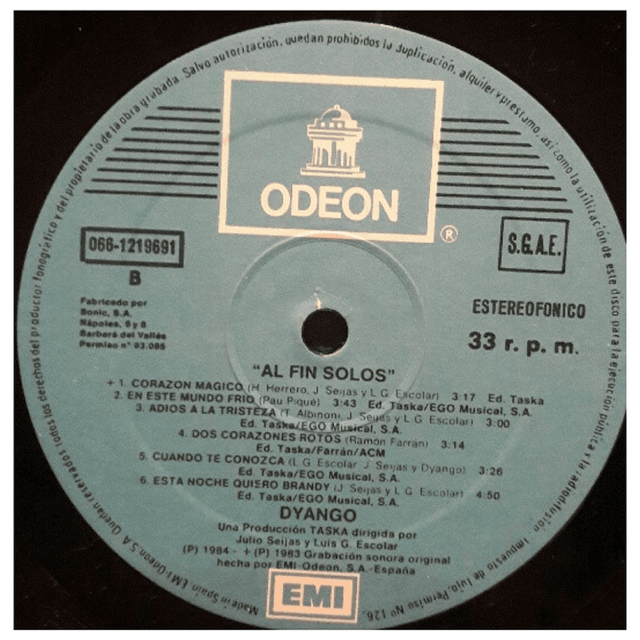 DYANGO - AL FIN SOLOS / VINILO USADO 6