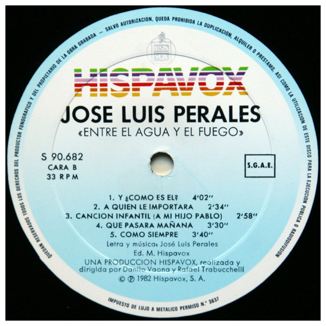JOSE LUIS PERALES - ENTRE EL AGUA Y EL FUEGO / VINILO USADO 3