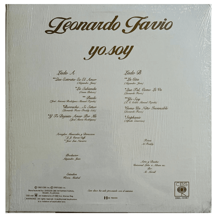 LEONARDO FAVIO - YO SOY / VINILO USADO 2