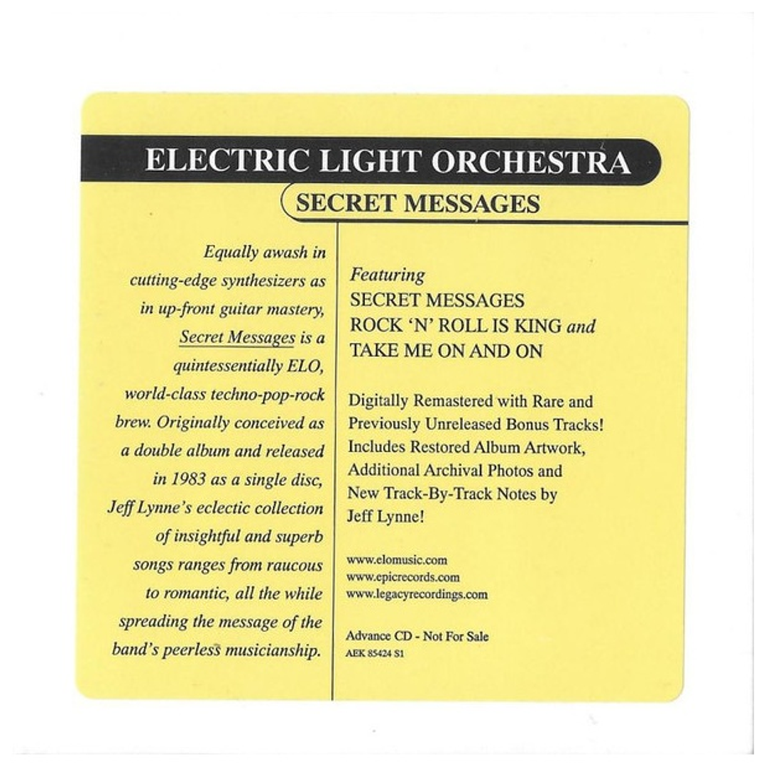ELECTRIC LIGHT ORCHESTRA - SECRET MESSAGES (ADVANCE CD) / CD USADO 1