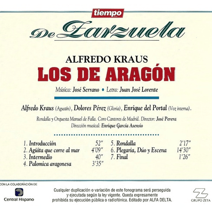 ALFREDO KRAUS - LOS DE ARAGON / CD USADO 2