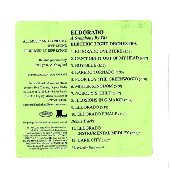 ELECTRIC LIGHT ORCHESTRA - ELDORADO (ADVANCE CD) / CD USADO 2