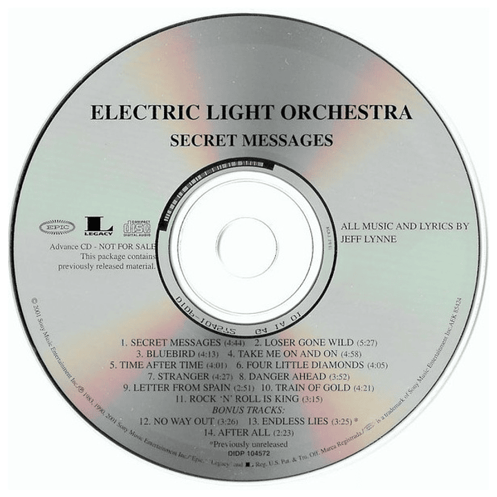 ELECTRIC LIGHT ORCHESTRA - SECRET MESSAGES (ADVANCE CD) / CD USADO 3