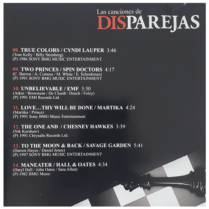 LAS CANCIONES DE DISPAREJA - VARIOS - TVN / CD USADO 4