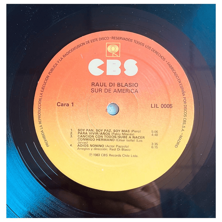 RAUL DI BLASIO - SUR DE AMERICA / VINILO USADO 3