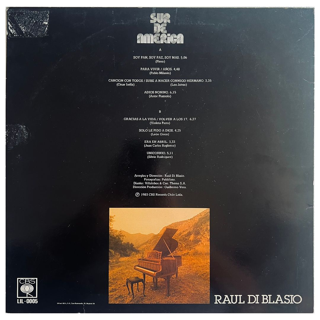 RAUL DI BLASIO - SUR DE AMERICA / VINILO USADO 2