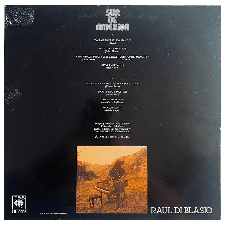 RAUL DI BLASIO - SUR DE AMERICA / VINILO USADO 2