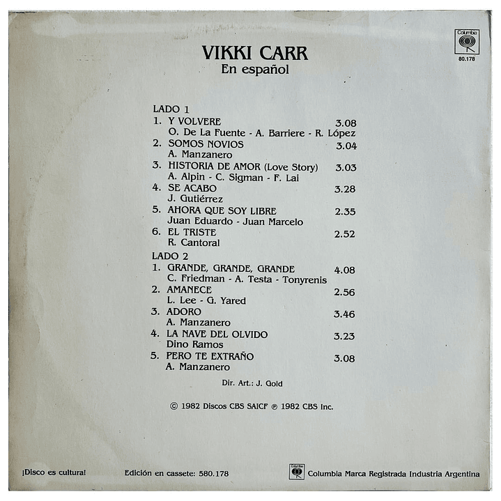 VIKKI CARR - EN ESPAÑOL / VINILO USADO 2