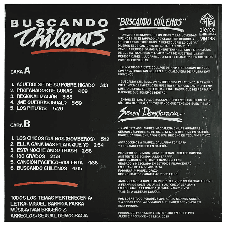 SEXUAL DEMOCRACIA - BUSCANDO CHILENOS VOL.1 / VINILO 2