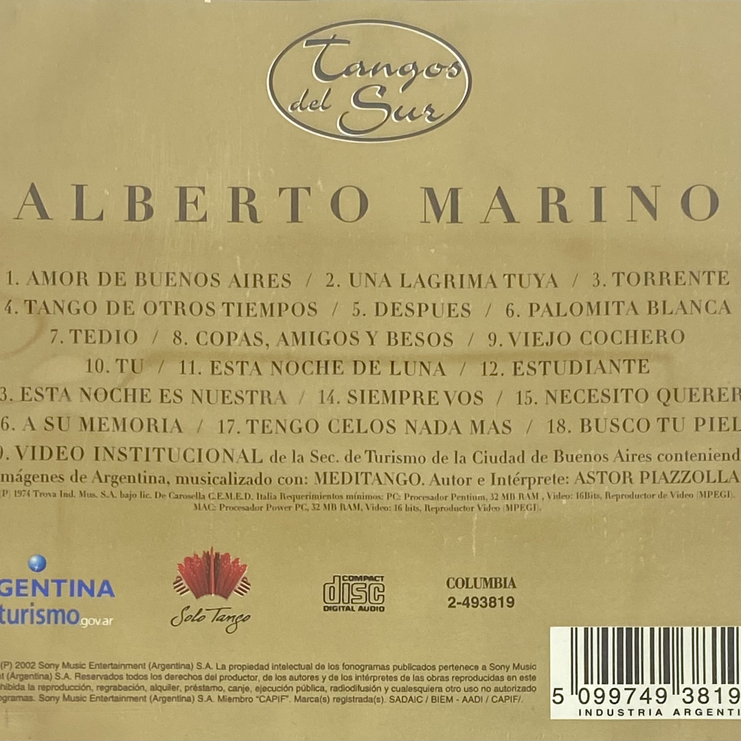 ALBERTO MARINO - TANGOS DEL SUR / CD USADO 2