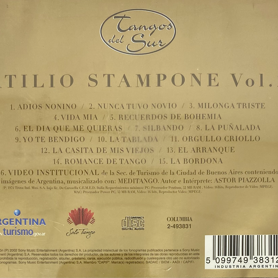 ATILIO STAMPONE - VOL. 2 - TANGOS DEL SUR / CD USADO 2
