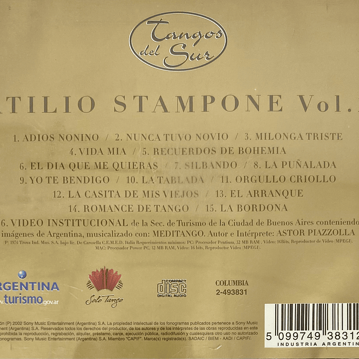 ATILIO STAMPONE - VOL. 2 - TANGOS DEL SUR / CD USADO 2