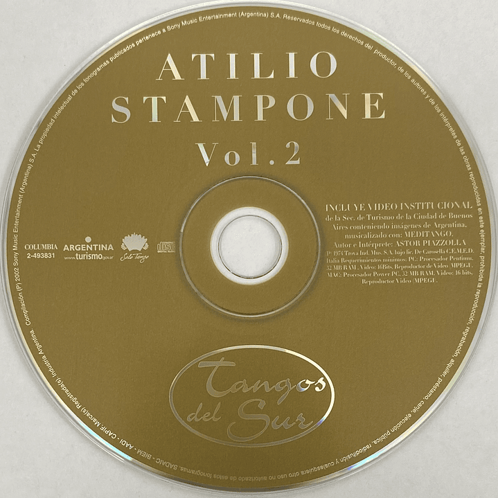 ATILIO STAMPONE - VOL. 2 - TANGOS DEL SUR / CD USADO 3