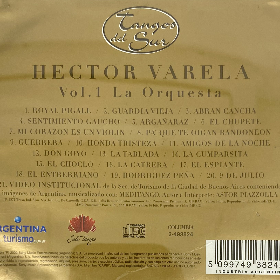 HECTOR VARELA - VOL. 1 - TANGOS DEL SUR / CD USADO 2